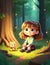 Enchanted Forest 3D Animation: Adorable Little Gir - AI Generated