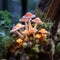 Enchanted Forest: A Close-up of a Mystical, Glowing Mushroom Cluster