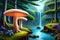 Enchanted Forest Delight: Moonlit Clearing with Illuminated Mushrooms with Generative AI