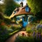 Enchanted Forest Dwelling: Illustration of a Fairytale Cottage in the Woods