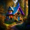 Enchanted Forest Haven: A multicolored Fairy Tale Cottage