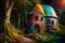 Enchanted Forest Haven: A multicolored Fairy Tale Cottage