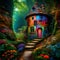 Enchanted Forest Haven: A multicolored Fairy Tale Cottage