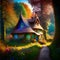 Enchanted Forest Haven: A multicolored Fairy Tale Cottage