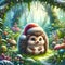 Enchanted Forest Holiday: Hedgehog in Santa Hat