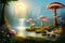 Enchanted Forest Oasis: Giant Glowing Mushrooms in Moonlit Clearing with Generative AI