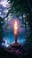 Enchanted forest scene with burning candle, hinting at occult mysteries