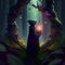 Enchanted Forest Spellcasting with Hyperrealistic Witch, Made with Generative AI