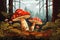 Enchanted Forest: A Vector Background of Poisonous Mushrooms and