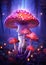 Enchanted Fungi: A Colorful Encounter in a Poisonous Purple Room