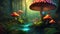 Enchanted Fungi: Fantasy Wallpaper in 4K, Glowing Mushrooms