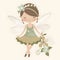 Enchanted garden whispers, vibrant clipart of cute fairies with colorful wings and serene flower adornments
