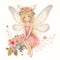 Enchanted garden whispers, vibrant illustration of cute fairies with colorful wings and whispers of garden flowers
