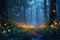 Enchanted Glow: A Magical Forest with Fireflies