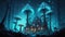 Enchanted Glow: A Mystical Mushroom City. Generative AI