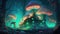 Enchanted Glow: A Mystical Mushroom City. Generative AI