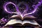 Enchanted Grimoire: Magical Open Book with Dark Magic Spell Manifesting from Its Pages, Inky Tendrils Swirling Upwards