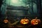 Enchanted Halloween Delight Forest Pumpkins in Captivating Design. created with Generative AI