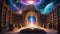 Enchanted Library with Cosmic Gateway