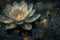 Enchanted lotus bloom at night with glowing veins