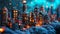 Enchanted Miniature Felt Cityscape at Night. Generative ai