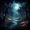 Enchanted Moonlit Forest with Whimsical Creatures