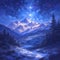 Enchanted Mountainscape: A Starry Night\\\'s Wonderland