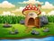 Enchanted mushroom house in nature background
