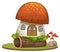 Enchanted mushroom house on white background