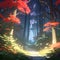 Enchanted mystical forest light pathway ominous scene seq 2 of 26
