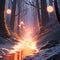 Enchanted mystical forest light pathway ominous scene seq 8 of 26