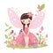 Enchanted petal whispers, vibrant clipart of cute fairies with enchanted wings and whispers of petal delights