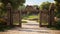 Enchanted Portal: Rustic Wooden Gate in Serene Countryside