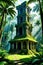 Enchanted Ruins In Lush Forest: A Gathering Place For Palm Spirits