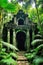 Enchanted Ruins In Lush Forest: A Gathering Place For Palm Spirits