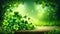 Enchanted Shamrock Forest Background for St. Patrick\\\'s Day, AI Generated