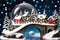 Enchanted Snowfall: Snow Globe Enveloping a Whimsical Christmas Scene, Delicate Flurries Cascading Over a Miniature Snow-Covered