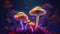 Enchanted Symphony: Exploring a Wonderland of Colorful Fungi in Purple and Yellow