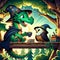 Enchanted Tea Time: A Dragon and Owl's Storybook Moment. Ai generated