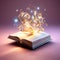 Enchanted Tome: 3D Render of a Magical Book Against a Solid Background