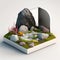 Enchanted tundra rock garden, minimalist mockup for podium display or showcase AI generation