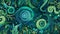 Enchanted Underwater Garden: Spirals and Organic Shapes in Green and Blue Hues