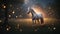 Enchanted Unicorn Amidst Twilight Fireflies - Magical Serenity
