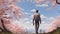 Enchanted Village: A Realistic Animation Of John Walking Through Cherry Blossoms