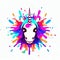 Enchanted Visions: Unicorn Face Vector Art on a White Background,Generative AI