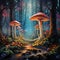 Enchanted Wonderland: Ethereal Forest of Luminescent Mushrooms