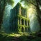 Enchanted Woods: Glowing Fortress Ruins in Abandoned Forest