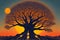 Enchanting Aboriginal Night: Lone Tree Under Starry Sky Painting for Wall Art