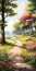 Enchanting Anime Painting: Serene Forest Path In Uhd With Romantic Riverscapes