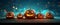 Enchanting Array of Mysterious Halloween Pumpkins in the Midnight Blue Darkness AI generated